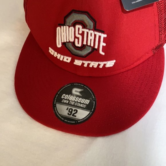 Ohio State Buckeyes Flat Brim Mesh Trucker Snap Back Hat New - Picture 4 of 8
